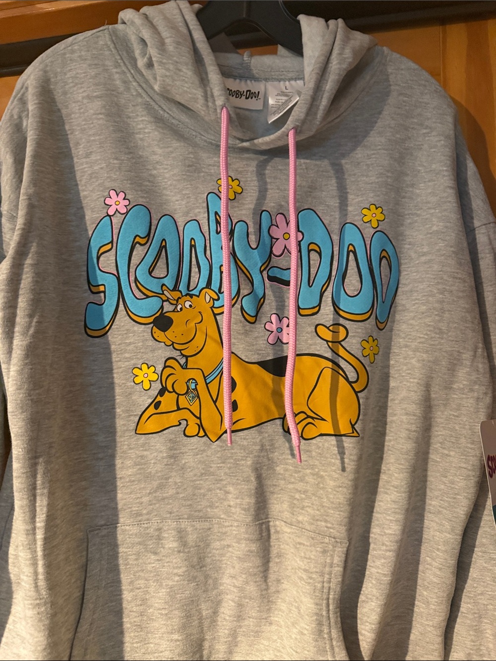Scooby-Doo Grey Graphic Hoodie with Pink Drawstrings - Picture 3 of 4